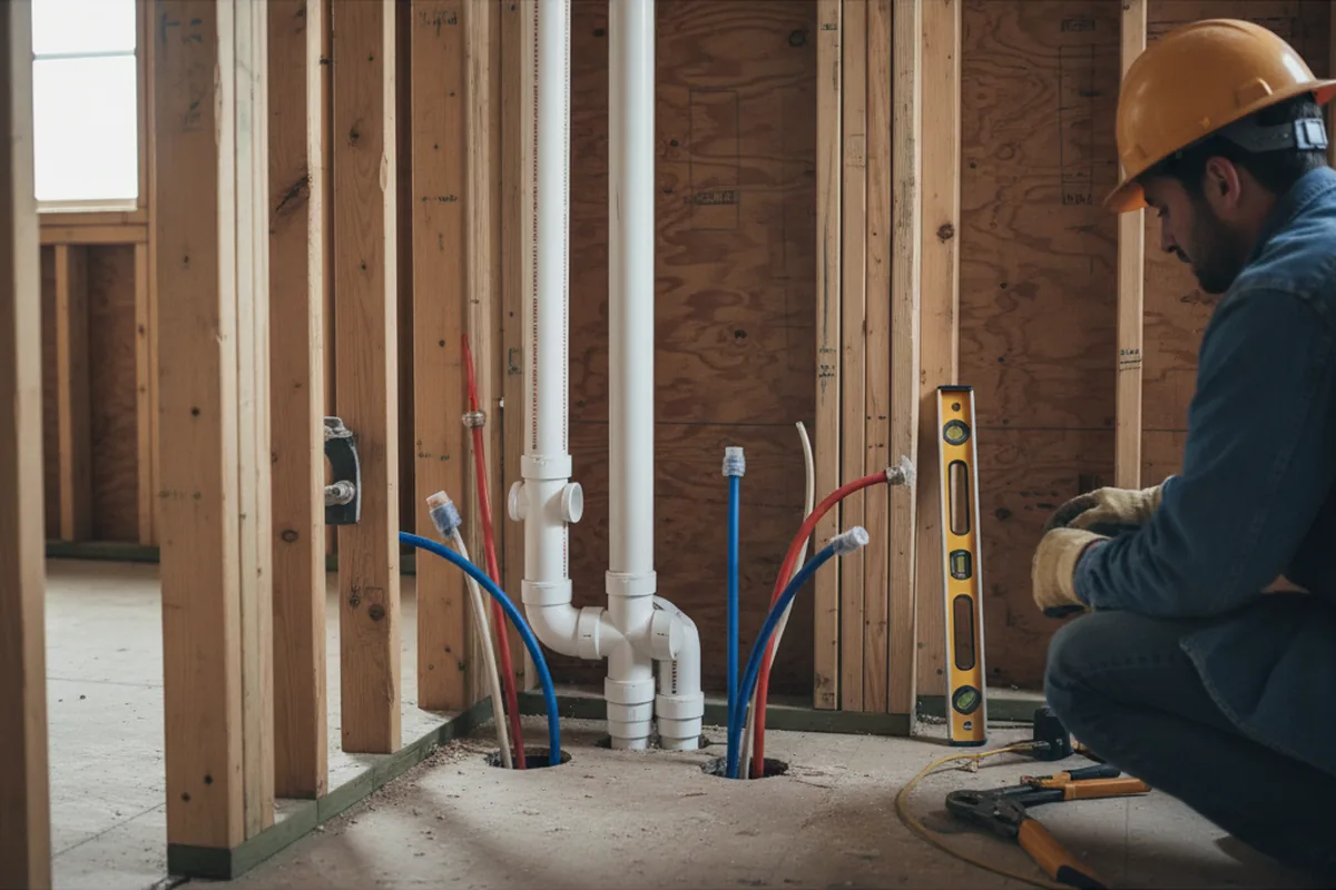 Drain and supply rough-in during Garbage Disposal Repair in Remsenburg